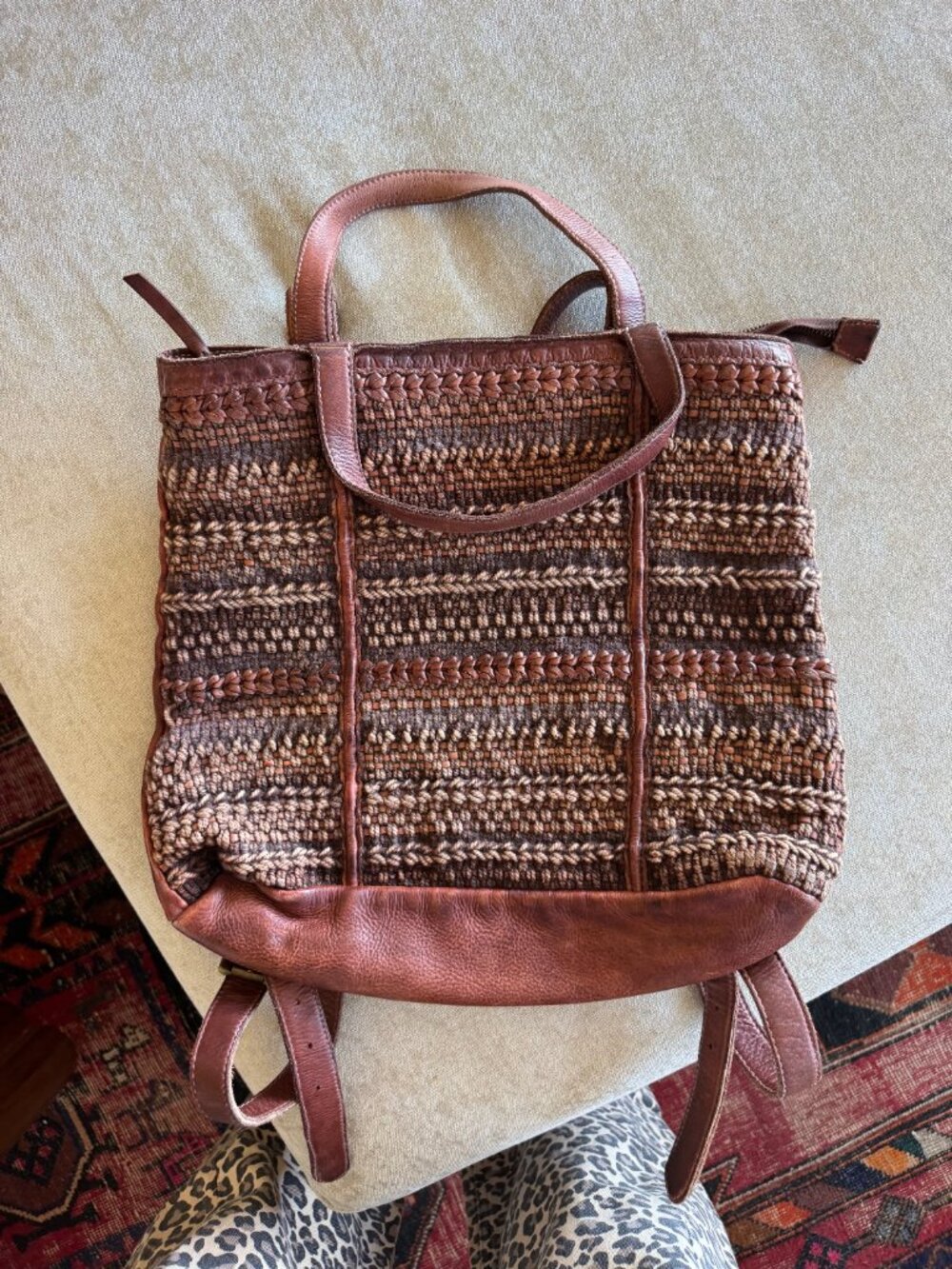 Free People Yuma Woven Leather Convertible Backpack - Picture 8 of 10